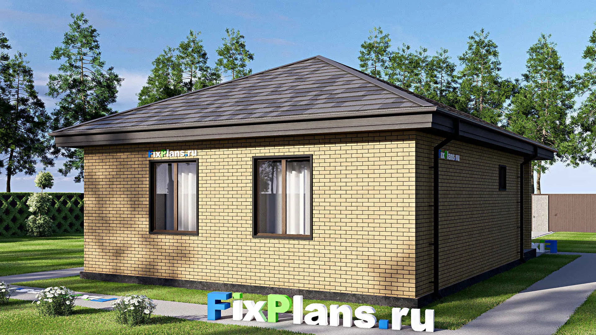 F-18287 - Проект одноэтажного дома 10 на 13, площадью 90 м² с 2 спальнями