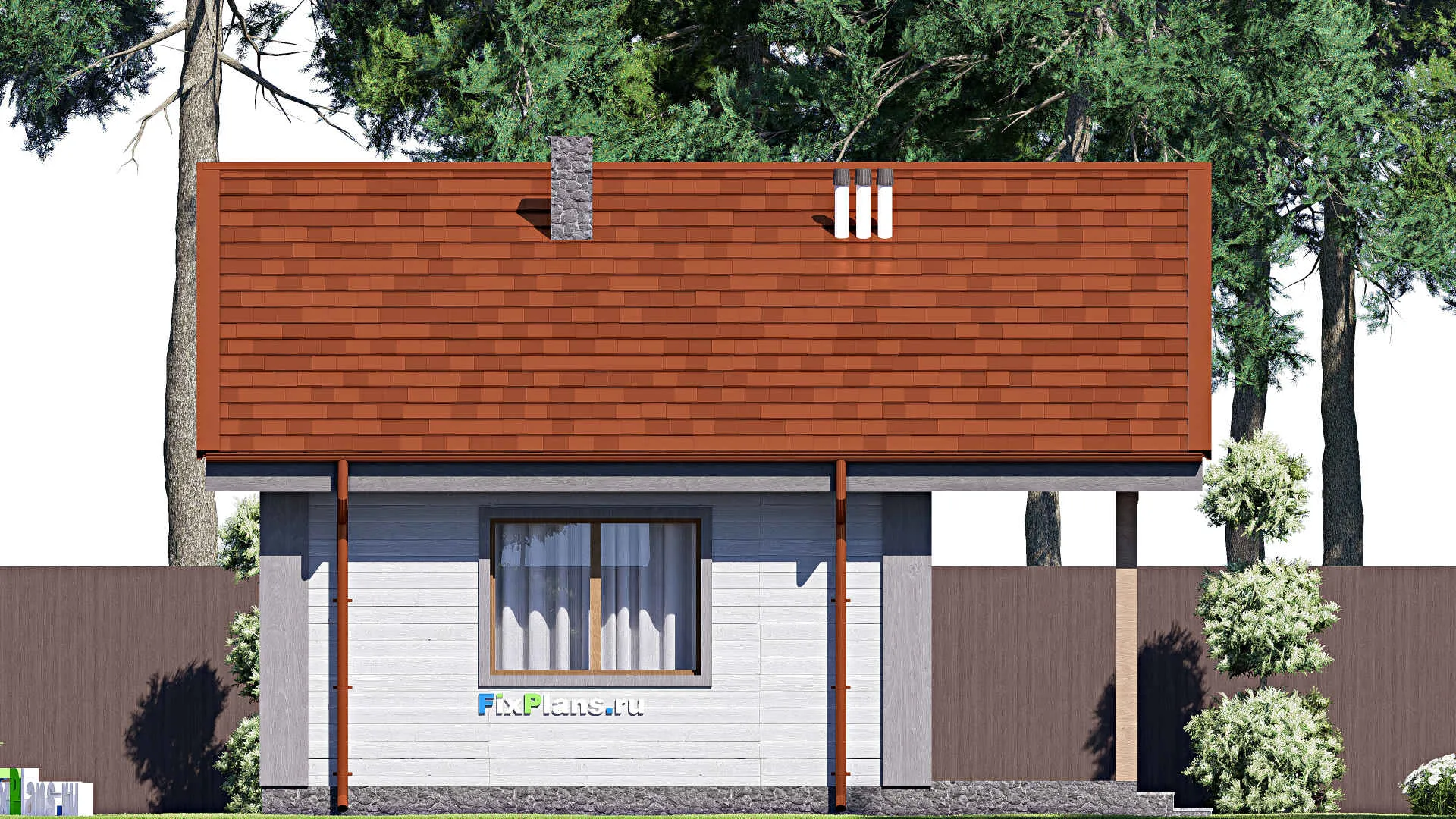 F-18116 - Проект бани 9 на 11, площадью 70 м² с терассой и санузлом