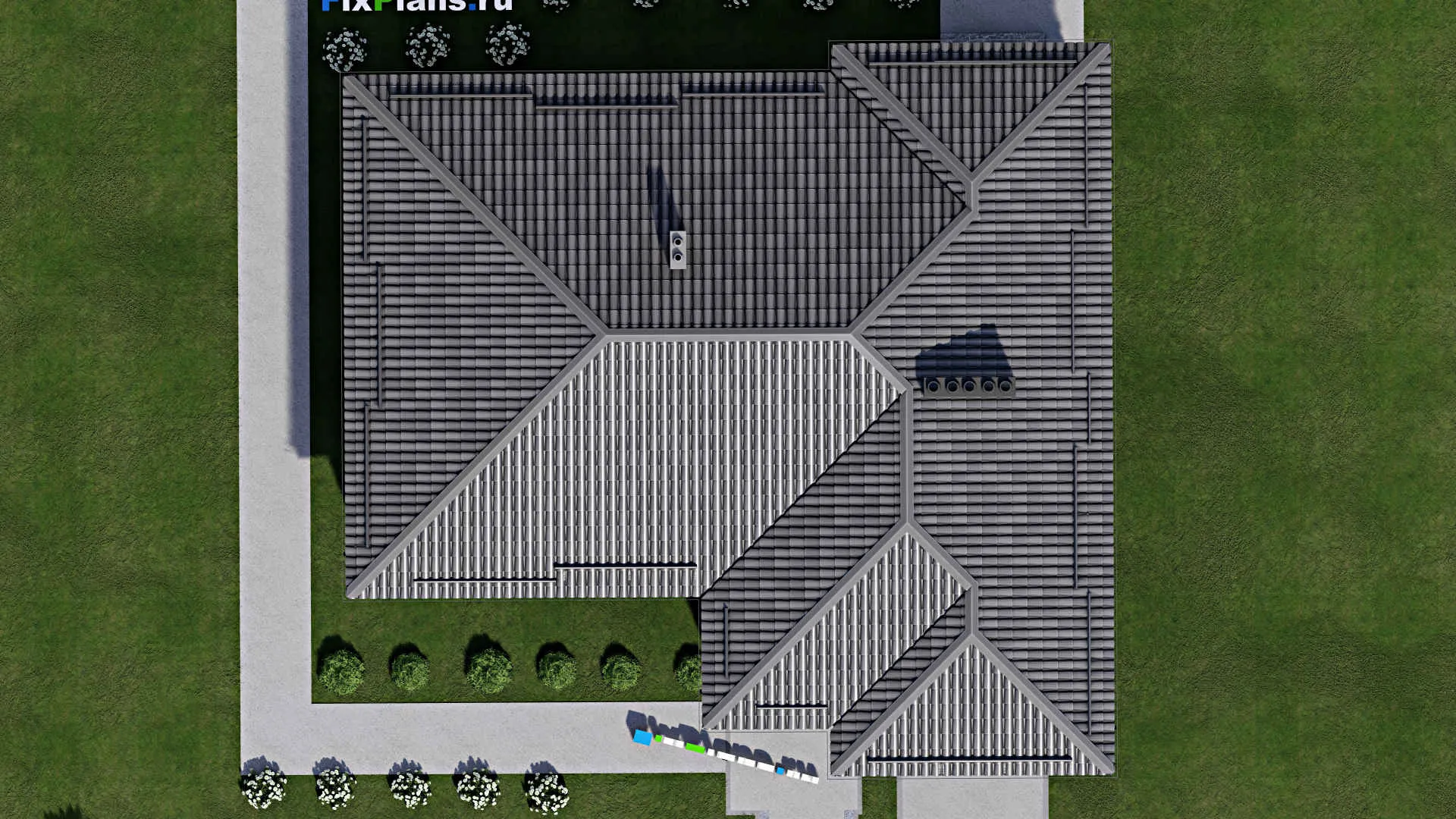 F-7856 - Проект одноэтажного дома 15 на 16, площадью 150 м² с террасой, гаражом на 1 машину и 2 спальнями