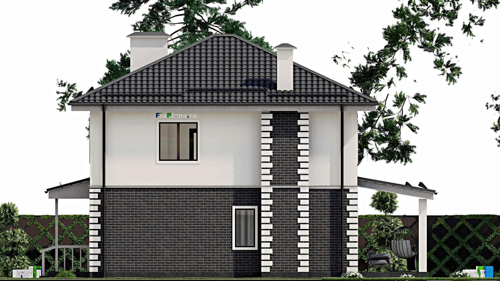 F-4769 - Проект двухэтажного дома 10 на 11, площадью 160 м² с террасой и 4 спальнями