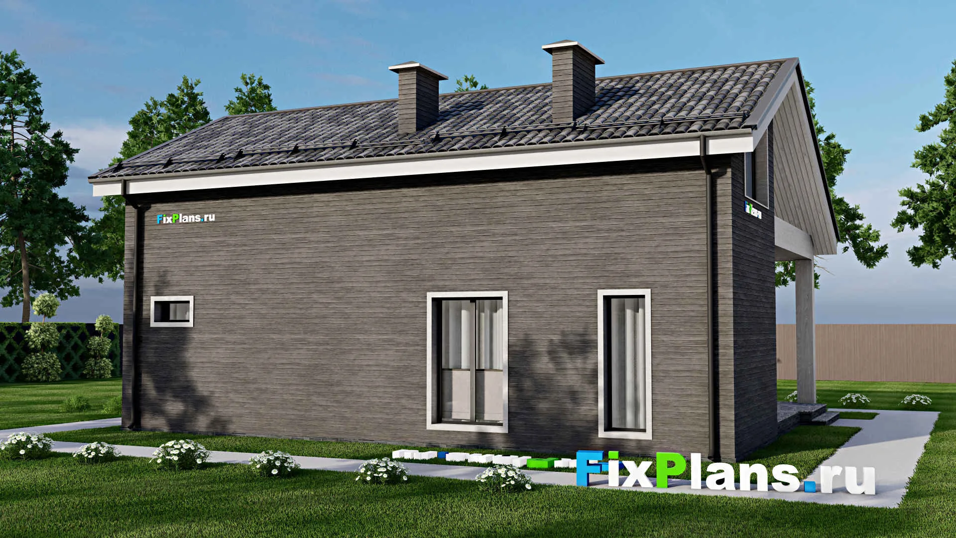 F-6623 - Планы дома с мансардой 11 на 14, площадью 180 м² с террасой и 3 спальнями