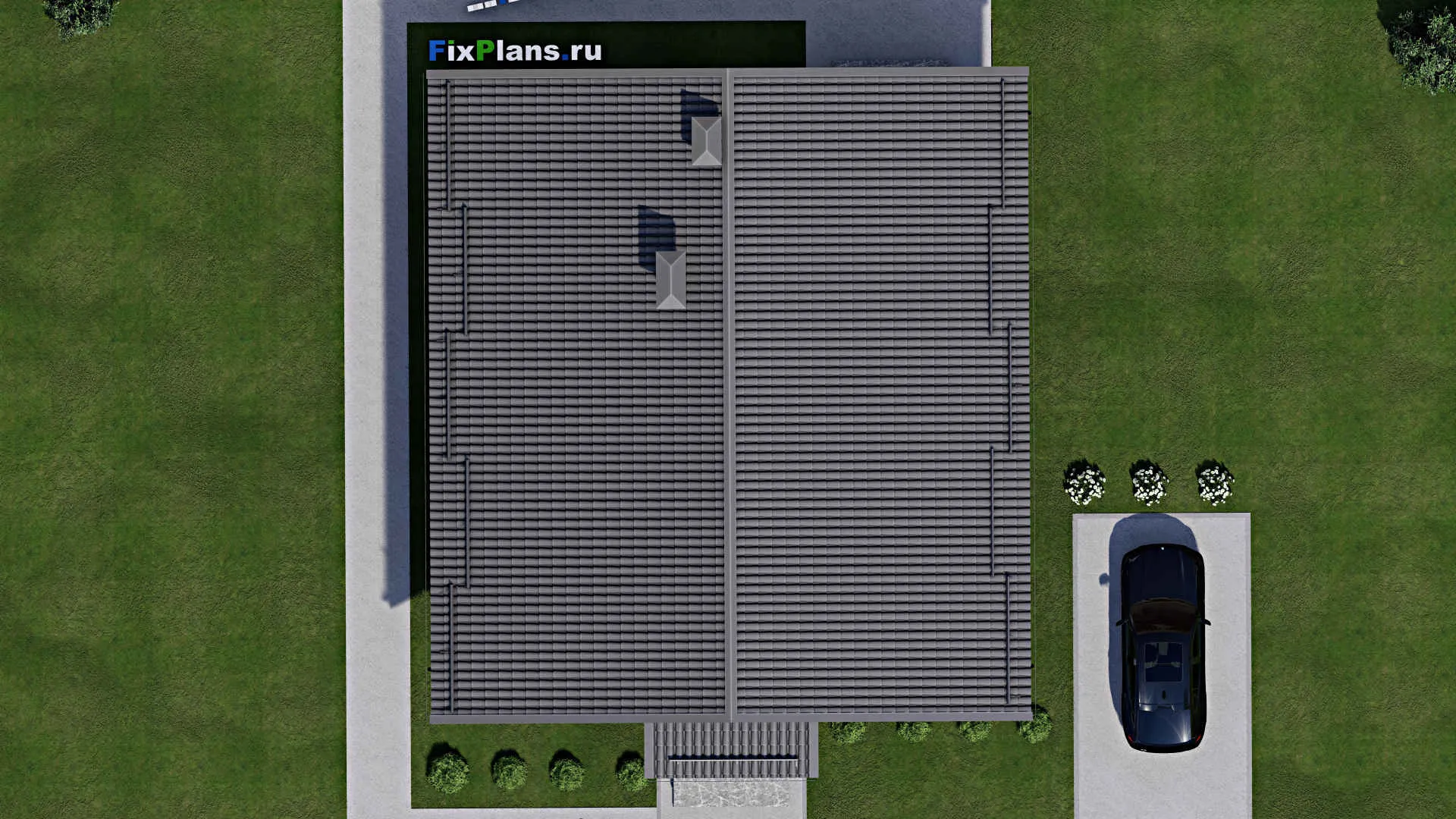 F-5966 - Проект одноэтажного дома 13 на 14, площадью 150 м² с террасой, баней и 2 спальнями